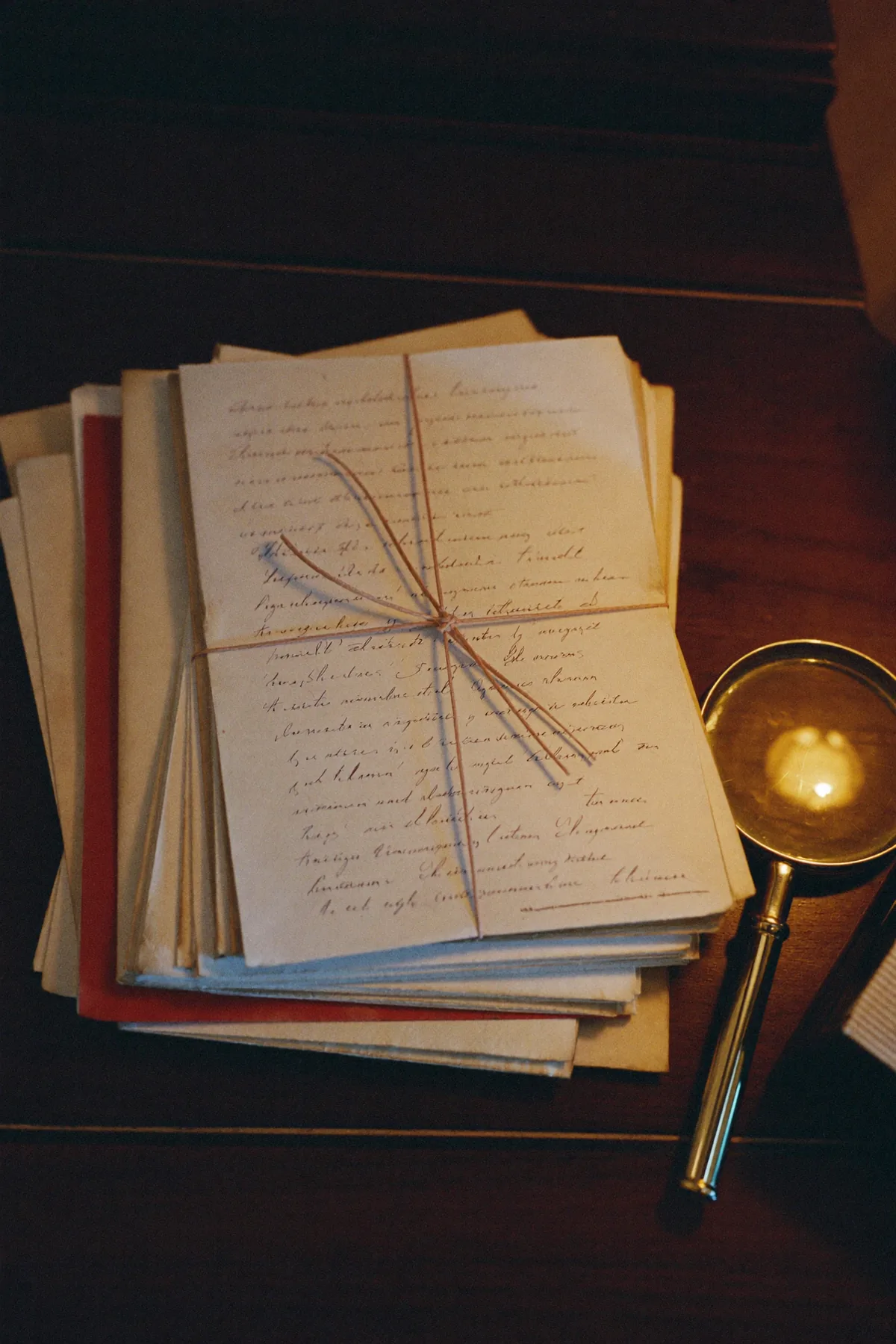Aged handwritten letters tied with twine